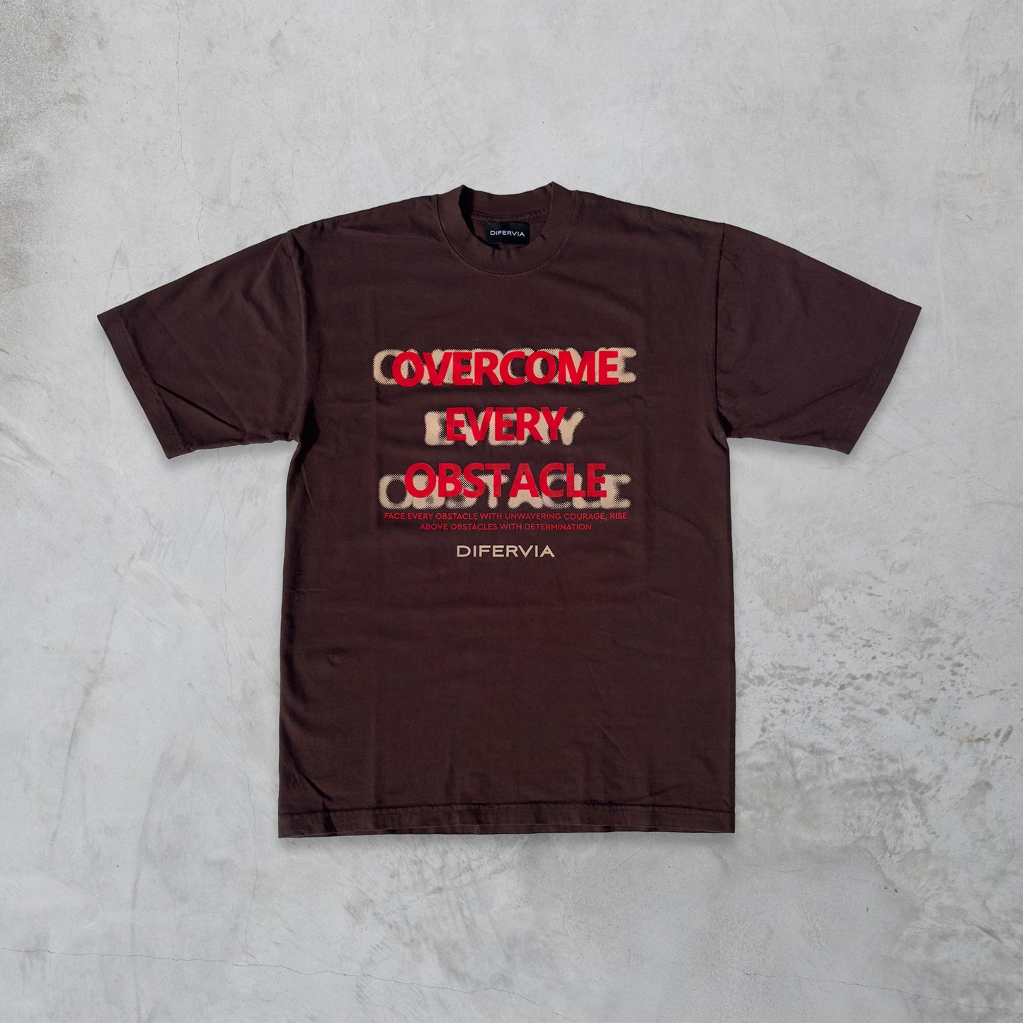 OVERCOME EVERY OBSTACLE, BROWN T-SHIRT